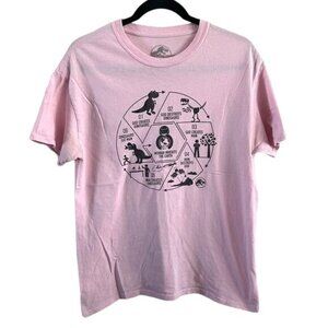 Jurassic Park Pink Graphic T-Shirt Cycle of Dinosaurs Women Inherit Earth Sz Med